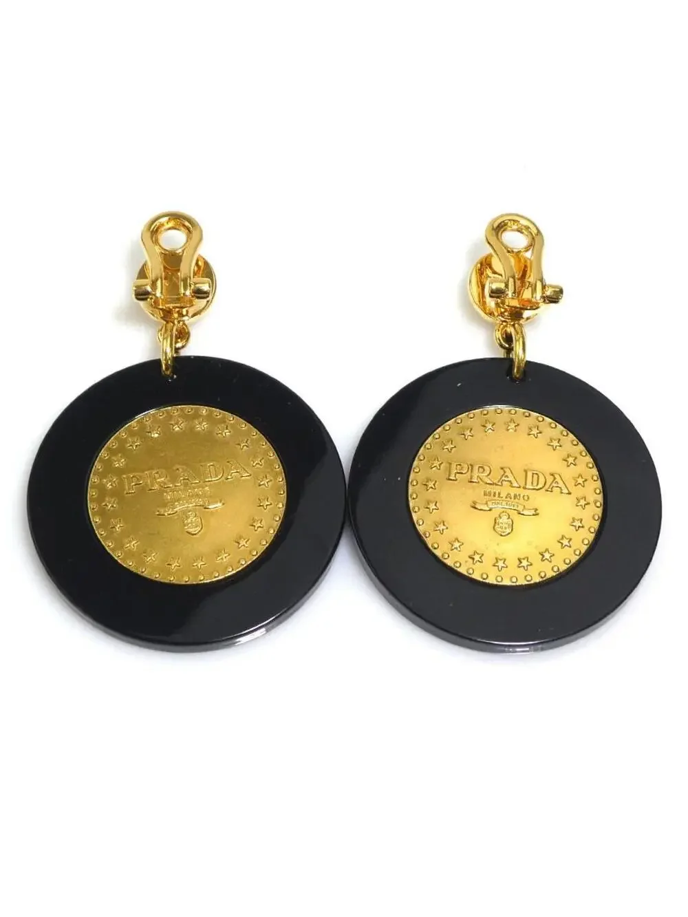 Auth Prada Earrings Black/Gold #280445P25B